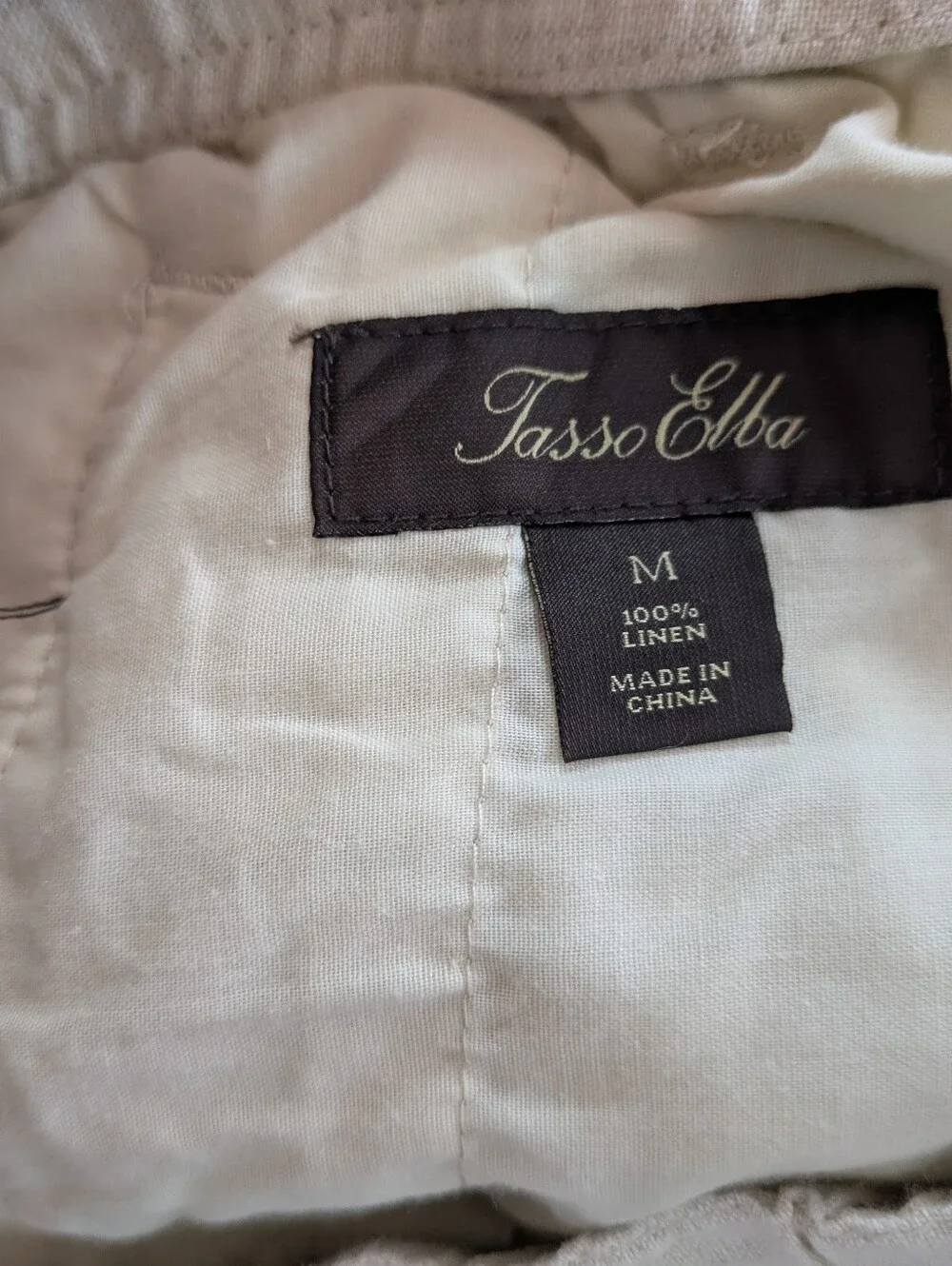 Tasso Elba Mens M 100% Linen Pants 30x26 Cream Oatmeal Straight Leg Trousers
